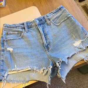 Abercrombie & Fitch Light Blue Distressed Denim Shorts - curve love size 29/8